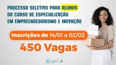 Estão sendo ofertadas 450 vagas distribuídas em nove polos