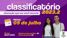 A prova do Exame Classificatório terá 60 questões, sendo 30 de Língua Portuguesa e 30 de Matemática