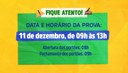 Prova no dia 11 de dezembro