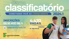 As inscrições no Exame Classificatório devem ser feitas no período de 5 de outubro a 6 de novembro