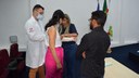 Na atividade prática foram trabalhados os temas de engasgo por corpo estranho, desmaio, fraturas/luxações e parada cardiorrespiratória