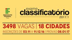As provas do Exame Classificatório serão aplicadas no domingo, 8 de janeiro