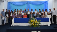 A solenidade ocorreu no auditório da Reitoria e foi acompanhada por gestores do IFPI e familiares dos servidores