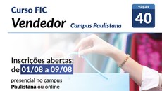 Estão sendo ofertadas 40 vagas e as inscrições podem ser feitas de 1 a 9 de agosto