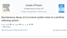 Artigo intitulado ''Spontaneous decay of a two-level system close to a perfectly reflecting sphere''