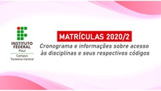 Confira o cronograma e informações sobre acesso às disciplinas e seus respectivos códigos