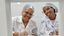 Alunas do curso e monitora da disciplina (esquerda) em análise de espumante rosé.