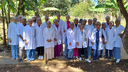 Alunos ao final da visita técnica, na ponte sobre o Riacho Mulatinho 