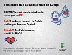 Campanha acontece no dia 02 de fevereiro no horário das 8h às 16h30