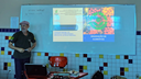 Início da palestra conduzida pelo professor Wilson Seraine da Silva Filho, com apresentação introdutória sobre o tema da irradiação de alimentos.
