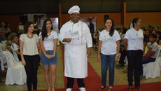 Equipe vencedora, formada por Ana Delza Ibiapina, Francisca Maria de Sena e Maria Madalena de Sousa, sob a orientação da professora Dayanny Magalhães